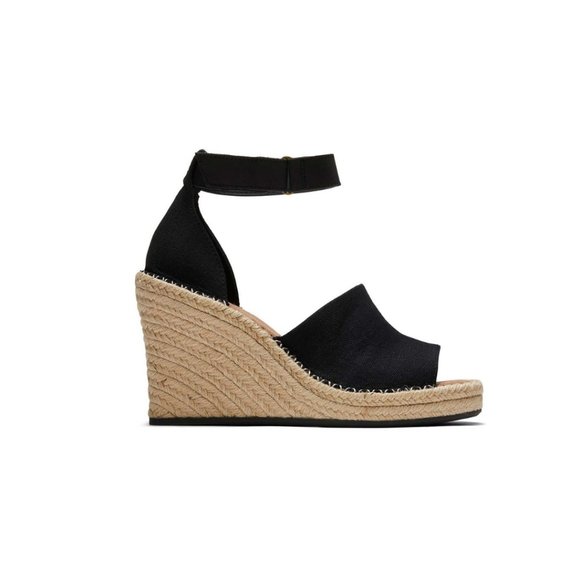 Toms - Black Marisol Peep Toe Wedge - Picture 3 of 4